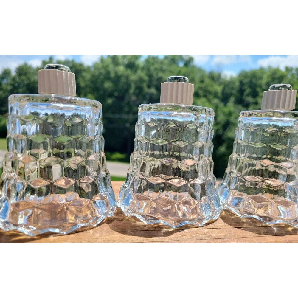 Set of 4 Clear Glass Cube Cut Cubist Peg Votive Cup Candle Holders for Sconces